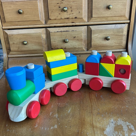 Melissa & Doug | Toys | Melissa Doug Colorful Wooden Blocks Train Set ...